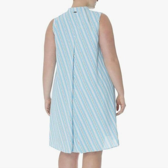 Ann Klein blue white striped preppy plus size summer trapeze short dress size 2x - Picture 2 of 8